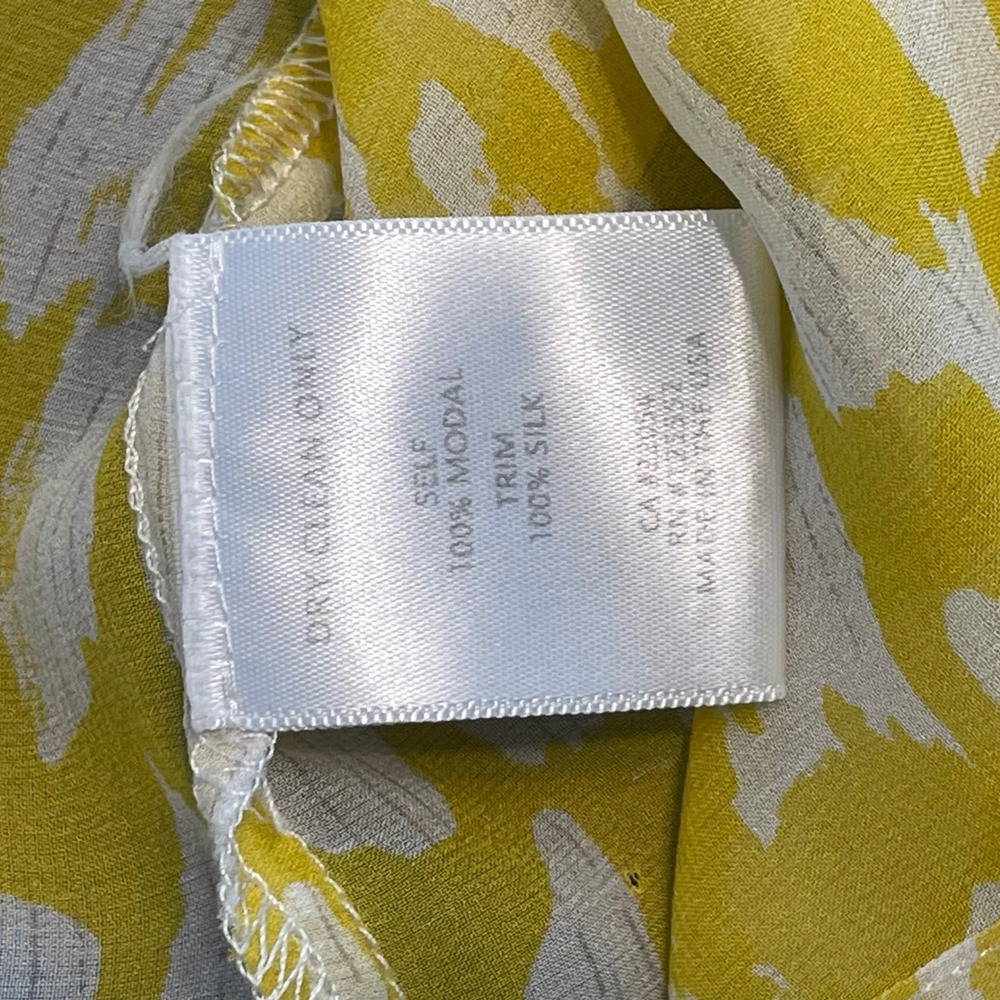 Dolan Yellow Abstract Print Modal Silk Trim Lace Tunic Blouse Small Made in USA - Picture 8 of 8